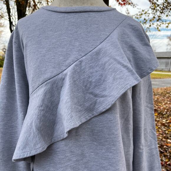 Love, Fire Gray Ruffle Sweater Size Large - Picture 2 of 5